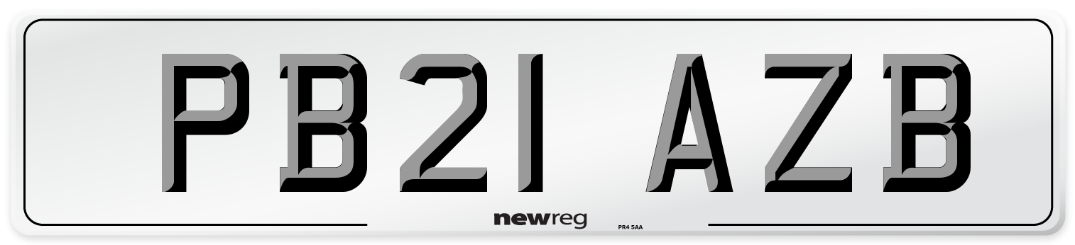 PB21 AZB Number Plate from New Reg